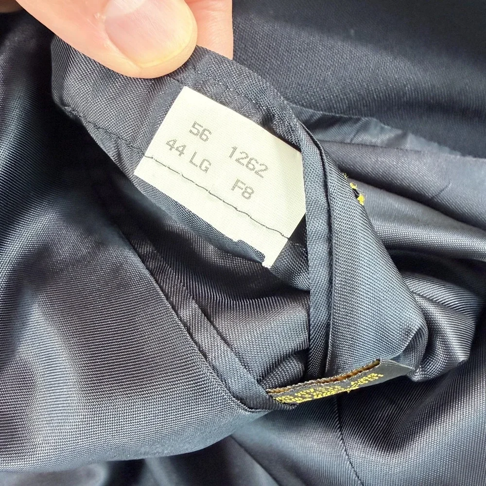 Vintage Brooks Brothers Brooksease Navy Hopsack Gold Button Blazer 44L Made USA